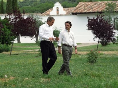 George W. Bush y Aznar en Quintos de Mora en 2001.