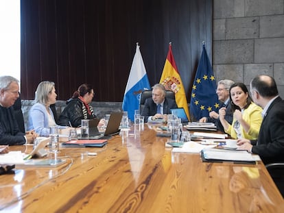 Reunión del Consejo de Gobierno de Canarias, presidido por Ángel Víctor Torres, el 16 de febrero.