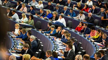 Eurodiputados en la sede del Parlamento Europeo en Estrasburgo, esta semana.