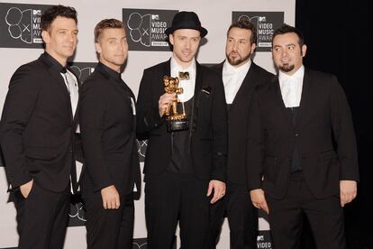 Un secreto a voces: los N'SYNC reaparecieron en la gala. Los años han pasado mejor para algunos integrantes que para otros. Justin Timberlake decdió dedicar su premio a sus cuatro ex compañeros.