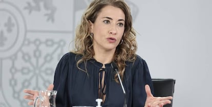 La ministra de Transportes, Raquel Sánchez, en la rueda de prensa posterior al Consejo de Ministros.