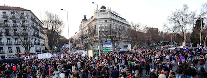 Plaza del Emperador Carlos V, en la zona de Atocha, punto de partida de las dos manifestaciones del 8-M en Madrid. 