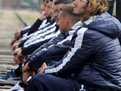 Jugadores de la selección italiana, en Auschwitz.