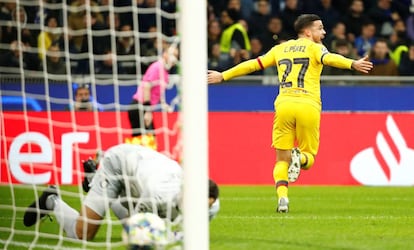 Carles Pérez celebra el gol contra el Inter.