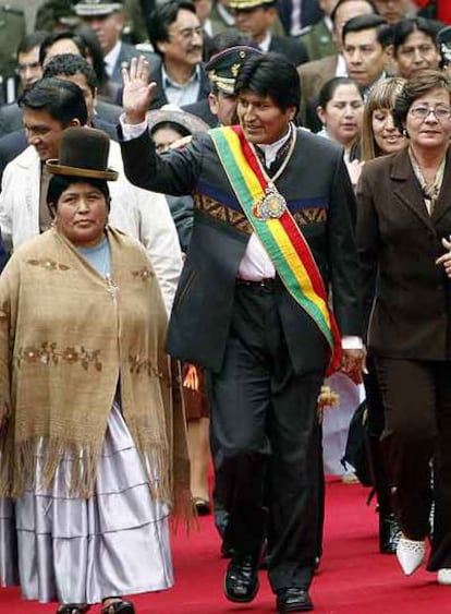 El presidente Evo Morales, ayer de camino al Congreso en La Paz.