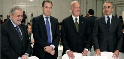 Antonio Beteta, Enrique Ossorio, Jos&eacute; Ignacio Echeverr&iacute;a y Miguel Farre, en el desayuno.