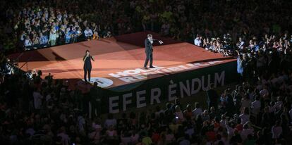 Catalan regional premier Carles Puigdemont at a referendum rally in Tarragona.