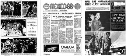 Alguns dels retalls de diari en els quals va aparèixer la nedadora.