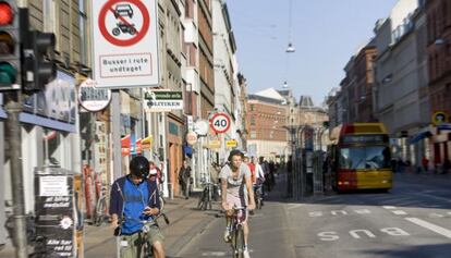 Una calle de Copenhague, la capital de Dinamarca.