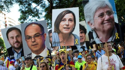 Manifestación en Barcelona por la libertad de los políticos presos. 
 