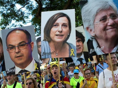 Manifestación en Barcelona por la libertad de los políticos presos. 
 