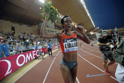 Genzebe Dibaba, tras batir en M&oacute;naco en julio pasado el r&eacute;cord del mundo de 1.500m.