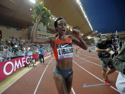 Genzebe Dibaba, tras batir en M&oacute;naco en julio pasado el r&eacute;cord del mundo de 1.500m.