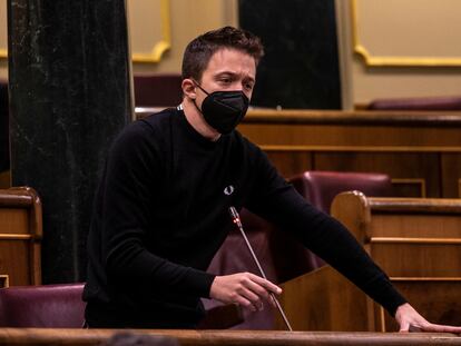 Íñigo Errejón, durante su intervención en la sesión de control al gobierno en el Congreso de los Diputados el pasado miércoles.