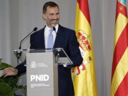 El Príncipe Felipe durante su intervención en la entrega de los Premios Nacionales de Innovación y de Diseño.