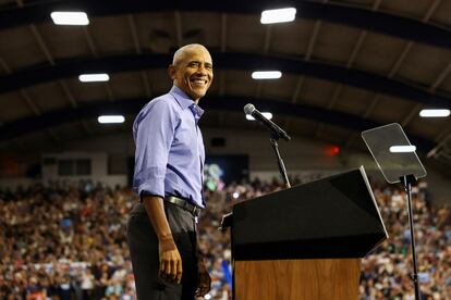 Barack Obama during his rally Thursday in Pittsburgh, Pennsylvania.