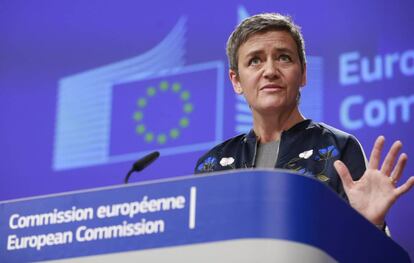 La comisaria europea de Competencia, Marghette Vestager, este lunes.