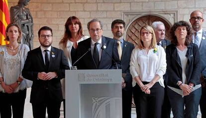 Quim Torra, durant la declaració institucional.