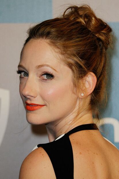 Así llegó la actriz Judy Greer a la entrega de los Globos de Oro de este año.