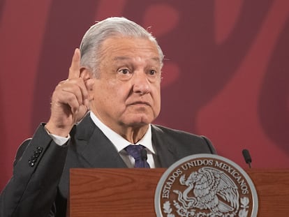 El presidente mexicano, Andrés Manuel López Obrador, durante la rueda de prensa matutina de este miércoles.