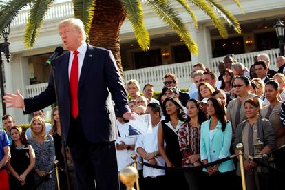 Acto de apoyo de los empleados de Donald Trump en Miami durante la campaña de 2016.