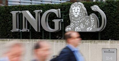 Logotipo de ING en su sede de Bruselas (Bélgica).