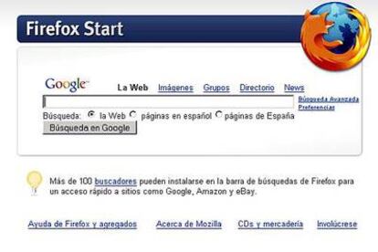 Muchas páginas personales y servicios de Internet publicitan el lanzamiento del navegador de la Fundación Mozilla. Desde Google -en la imagen- y Yahoo! a los weblogs más variados, la Red se felicita por la llegada del nuevo programa.