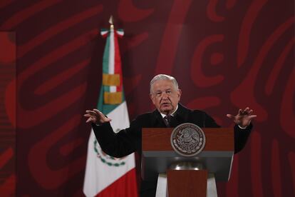 El presidente de México, Andrés Manuel López Obrador, durante una conferencia de prensa matutina.