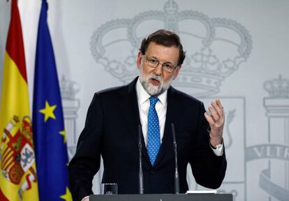 Mariano Rajoy, en rueda de prensa al día siguiente de las elecciones catalanas.