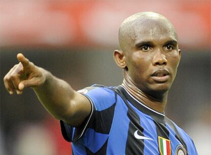 Samuel Eto'o durante un partido con el Inter de Milán.