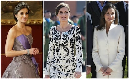 La reina Letizia en diferentes actos.