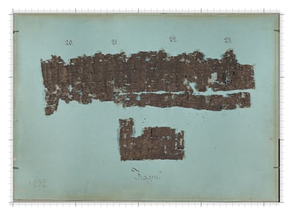 Detalle de los papiros de Herculano. Imagen cedida por Consiglio Nazionale delle Ricerche