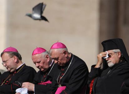 Varios cardenales, durante la audiencia  del papa Benedicto XVI el miércoles pasado en el Vaticano.