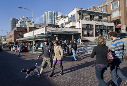 Exterior del mercado de Pike Place, en Seattle (Estados Unidos).