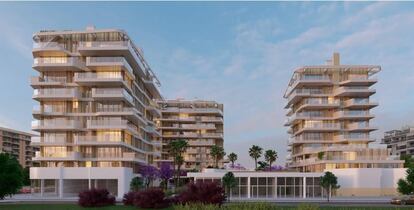 Recreación de un residencial de Kronos Homes en la playa de San Juan en Alicante, que tendrá el sello Breeam.