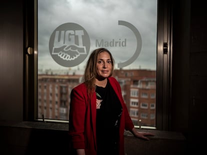 Marina Prieto, tras ser nombrada este jueves secretaria general de UGT Madrid.