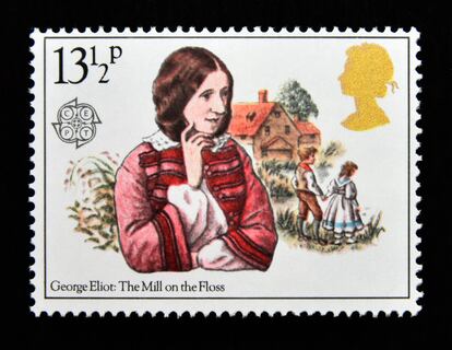 Sello británico de 1980 con la imagen de George Eliot.