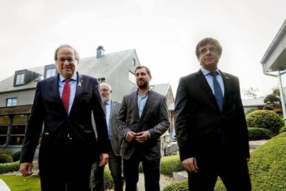 El presidente de la Generalitat, Quim Torra  con Puigdemont  en Waterloo.