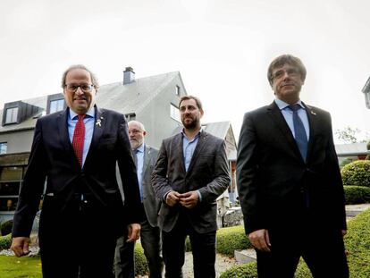 El presidente de la Generalitat, Quim Torra  con Puigdemont  en Waterloo.