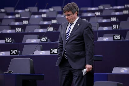 Carles Puigdemont, el pasado dia 3 de mayo, en un momento en el Parlamento europeo.