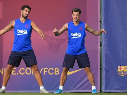 Luis Suárez y Coutinho, en un entrenamiento del Barcelona.