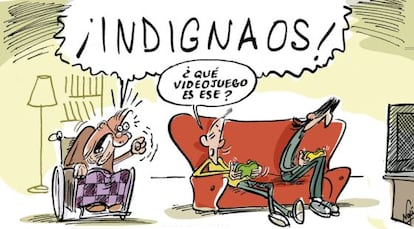 Obra de Napi para la muestra de humor social de la Universidad de Alicante.
