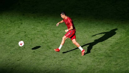 Cristiano Ronaldo, durante un entrenamiento con Portugal.