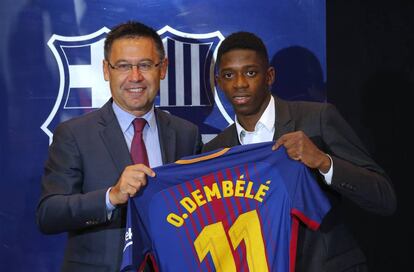 Bartomeu en la presentació de Démbéle.