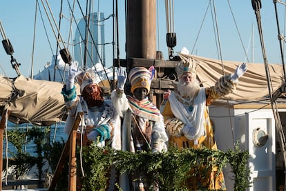 Llegada de los Reyes en el puerto de Barcelona.