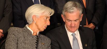 Christine Lagarde  y Jerome Powell, presidentes del BCE y la Fed, respectivamente.