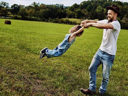 Justin Timberlake, junto a su hijo, Silas. 