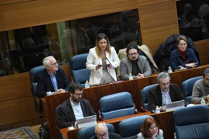 La portavoz de Podemos en la Asamblea, Alejandra Jacinto, interviene en el pleno de la Asamblea el pasado 1 de diciembre.