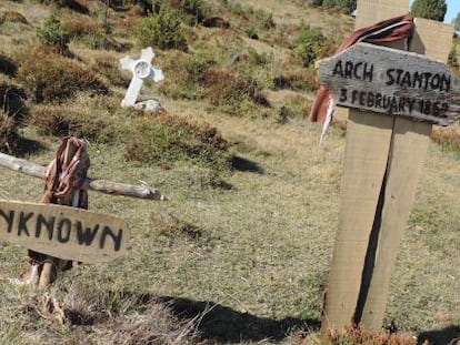 The two graves that feature in the last scene are already in place.