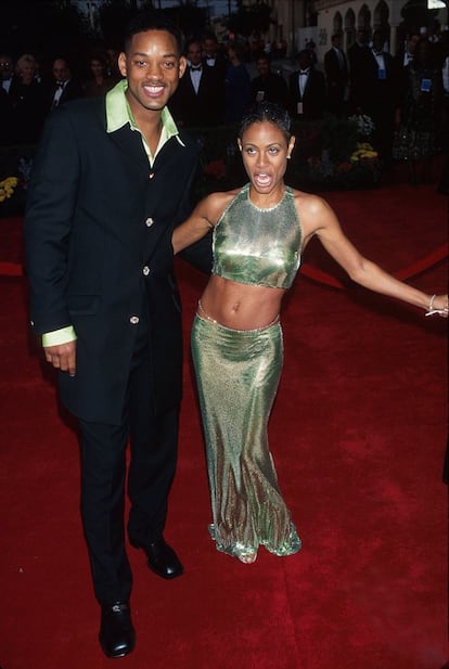 Will Smith y Jada Pinkett Smith, en la alfombra roja de los Oscar en 1997. 